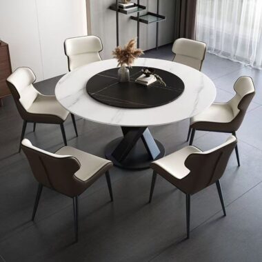 Italian rotating luxury round ceramic dining table with modern style