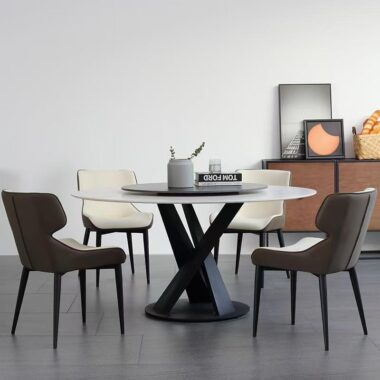 Italian rotating luxury round ceramic dining table with modern style