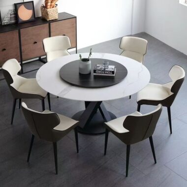 Italian rotating luxury round ceramic dining table with modern style