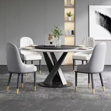 Italian rotating luxury round ceramic dining table with modern style