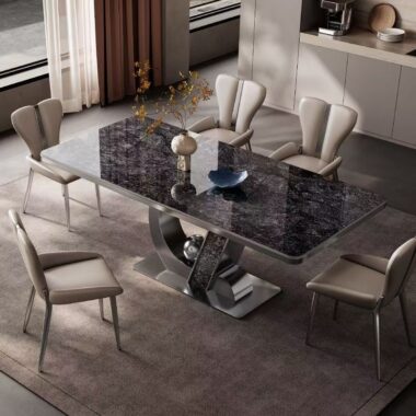 Italian minimal luxury rectangular ceramic dining table for homes