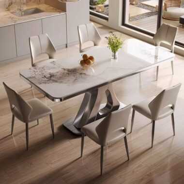 Italian minimal luxury rectangular ceramic dining table for homes