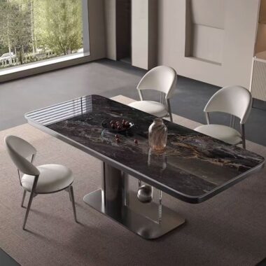 Italian minimal luxury rectangular ceramic dining table for homes