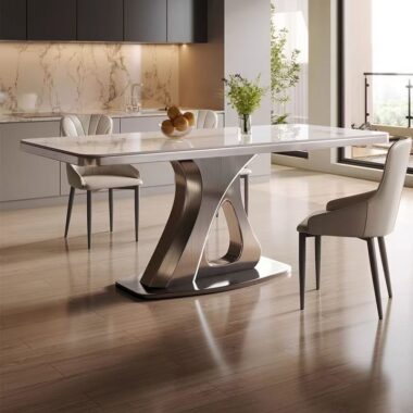 Italian minimal luxury rectangular ceramic dining table for homes