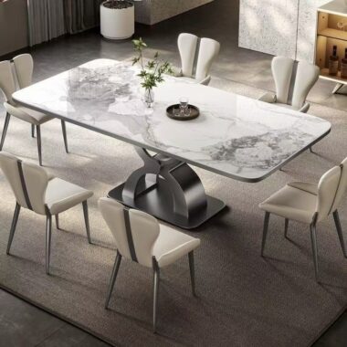 Italian minimal luxury rectangular ceramic dining table for homes