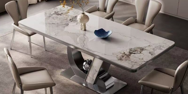 Italian minimal luxury rectangular ceramic dining table for homes
