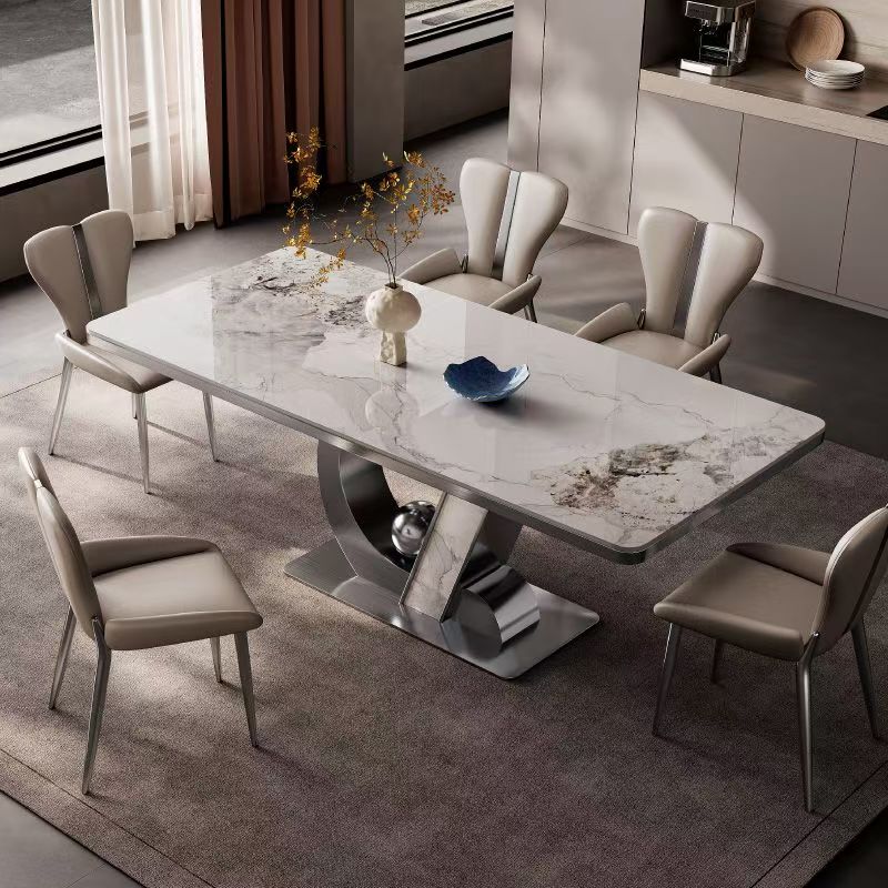 Italian minimal luxury rectangular ceramic dining table for homes