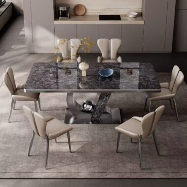 Italian minimal luxury rectangular ceramic dining table for homes