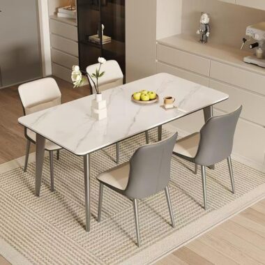 Italian minimal thick-frame ceramic rectangular dining table