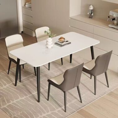 Italian minimal thick-frame ceramic rectangular dining table