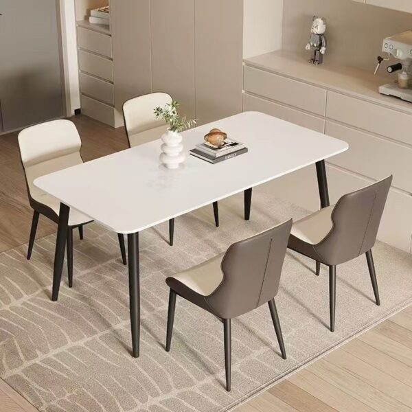Italian minimal thick-frame ceramic rectangular dining table