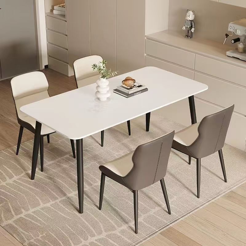 Italian minimal thick-frame ceramic rectangular dining table
