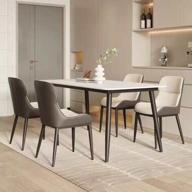 Italian minimal thick-frame ceramic rectangular dining table