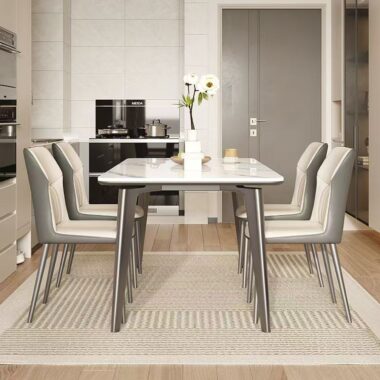 Italian minimal thick-frame ceramic rectangular dining table