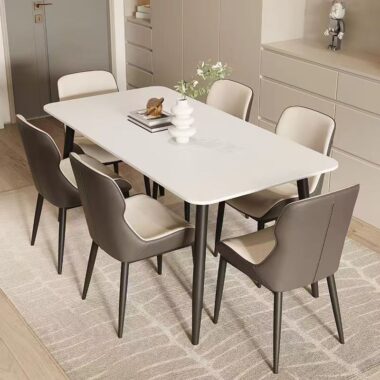 Italian minimal thick-frame ceramic rectangular dining table