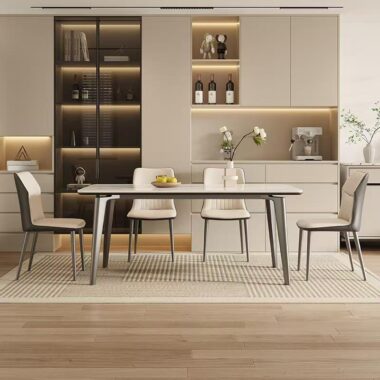 Italian minimal thick-frame ceramic rectangular dining table