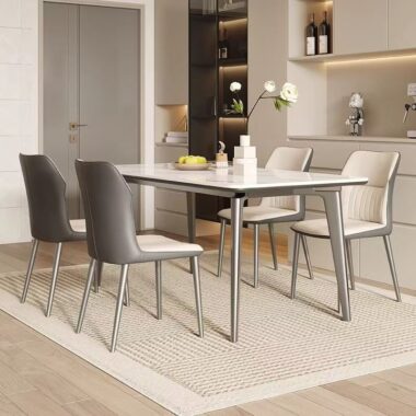 Italian minimal thick-frame ceramic rectangular dining table