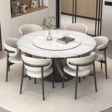 Italian modern luxury round ceramic dining table for homes