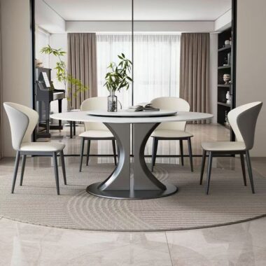 Italian modern luxury round ceramic dining table for homes