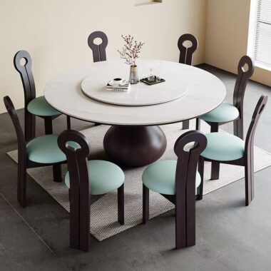 light-luxury oriental round ceramic dining table for home