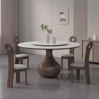 light-luxury oriental round ceramic dining table for home