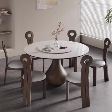 light-luxury oriental round ceramic dining table for home