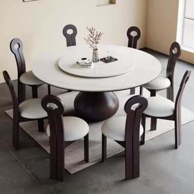 light-luxury oriental round ceramic dining table for home