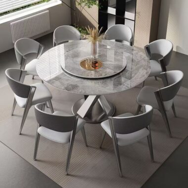 Light-luxury minimalist round ceramic dining table for small homes