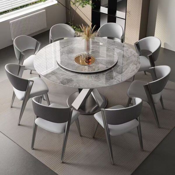 Light-luxury minimalist round ceramic dining table for small homes