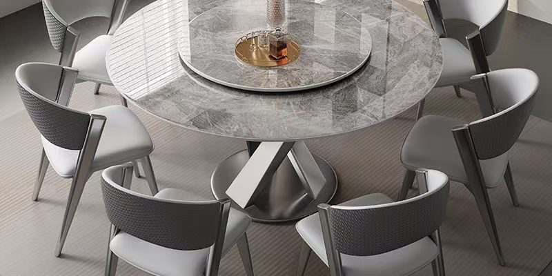 Light-luxury minimalist round ceramic dining table for small homes