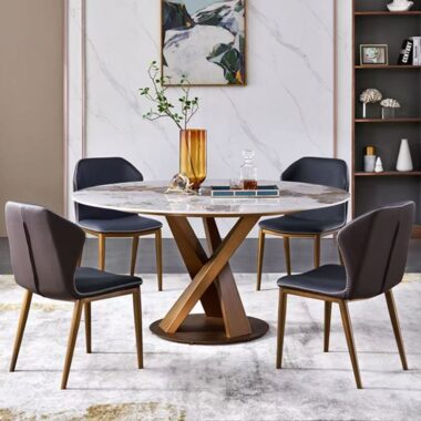 Light-luxury minimalist round ceramic dining table for small homes
