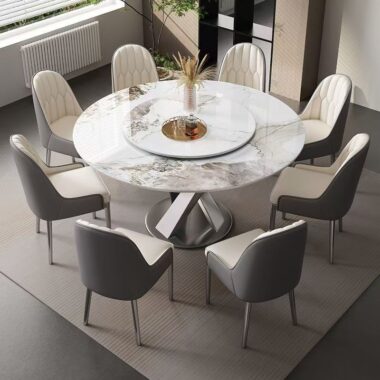 Light-luxury minimalist round ceramic dining table for small homes