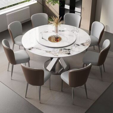 Light-luxury minimalist round ceramic dining table for small homes