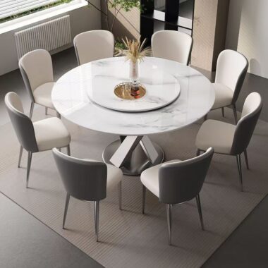 Light-luxury minimalist round ceramic dining table for small homes