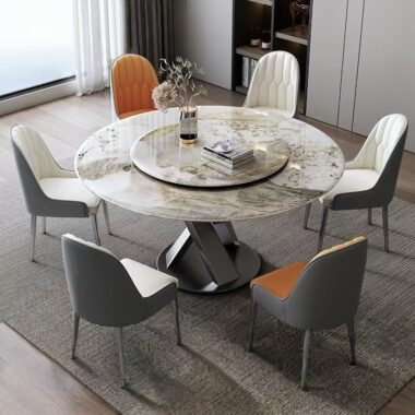 Light-luxury minimalist round ceramic dining table for small homes