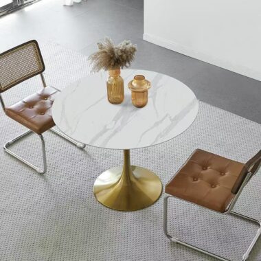 light-luxury vintage round ceramic dining table for small homes