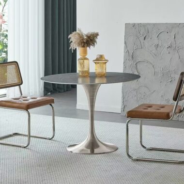 light-luxury vintage round ceramic dining table for small homes