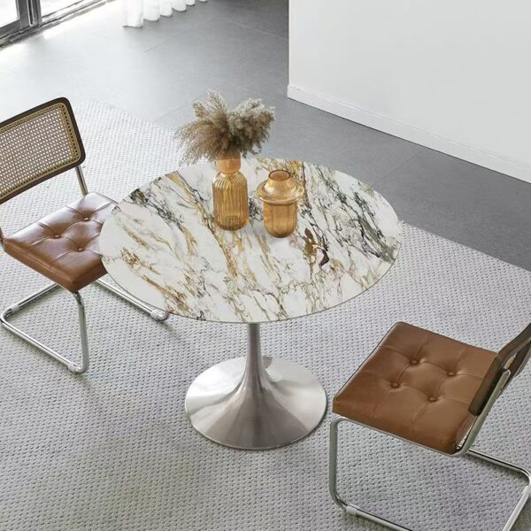 light-luxury vintage round ceramic dining table for small homes