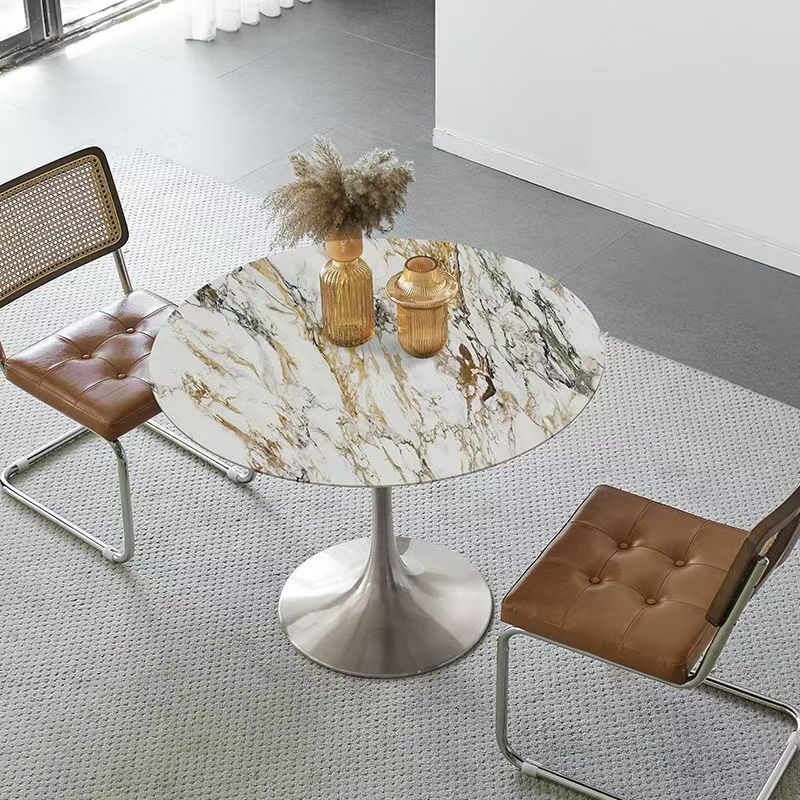 light-luxury vintage round ceramic dining table for small homes