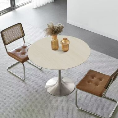 light-luxury vintage round ceramic dining table for small homes