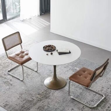 light-luxury vintage round ceramic dining table for small homes