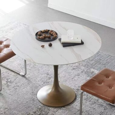 light-luxury vintage round ceramic dining table for small homes