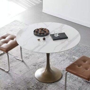 light-luxury vintage round ceramic dining table for small homes