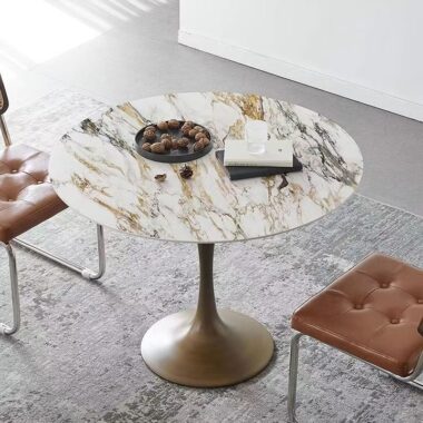 light-luxury vintage round ceramic dining table for small homes