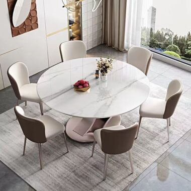 Luxury rotating round ceramic dining table for home use