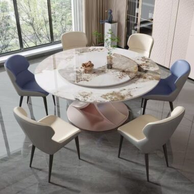Luxury rotating round ceramic dining table for home use