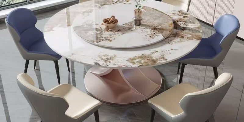 Luxury rotating round ceramic dining table for home use