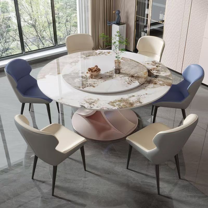 Luxury rotating round ceramic dining table for home use