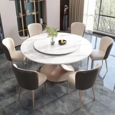 Luxury rotating round ceramic dining table for home use