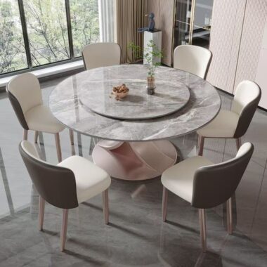 Luxury rotating round ceramic dining table for home use